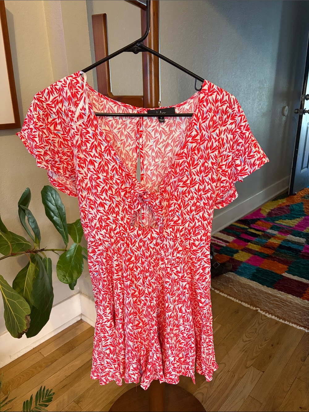 Lightweight Red & White Printed Romper